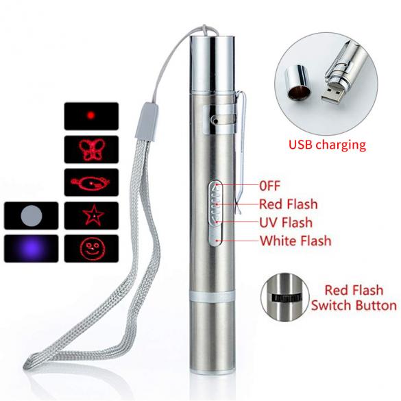3in1 USB Recharging LED Flashlight Powerful Mini LED Torch Waterproof 