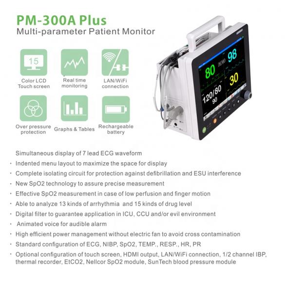 Multi-Parameters ICU Vital Signs Patient Monitor portable patient bedside monitor 